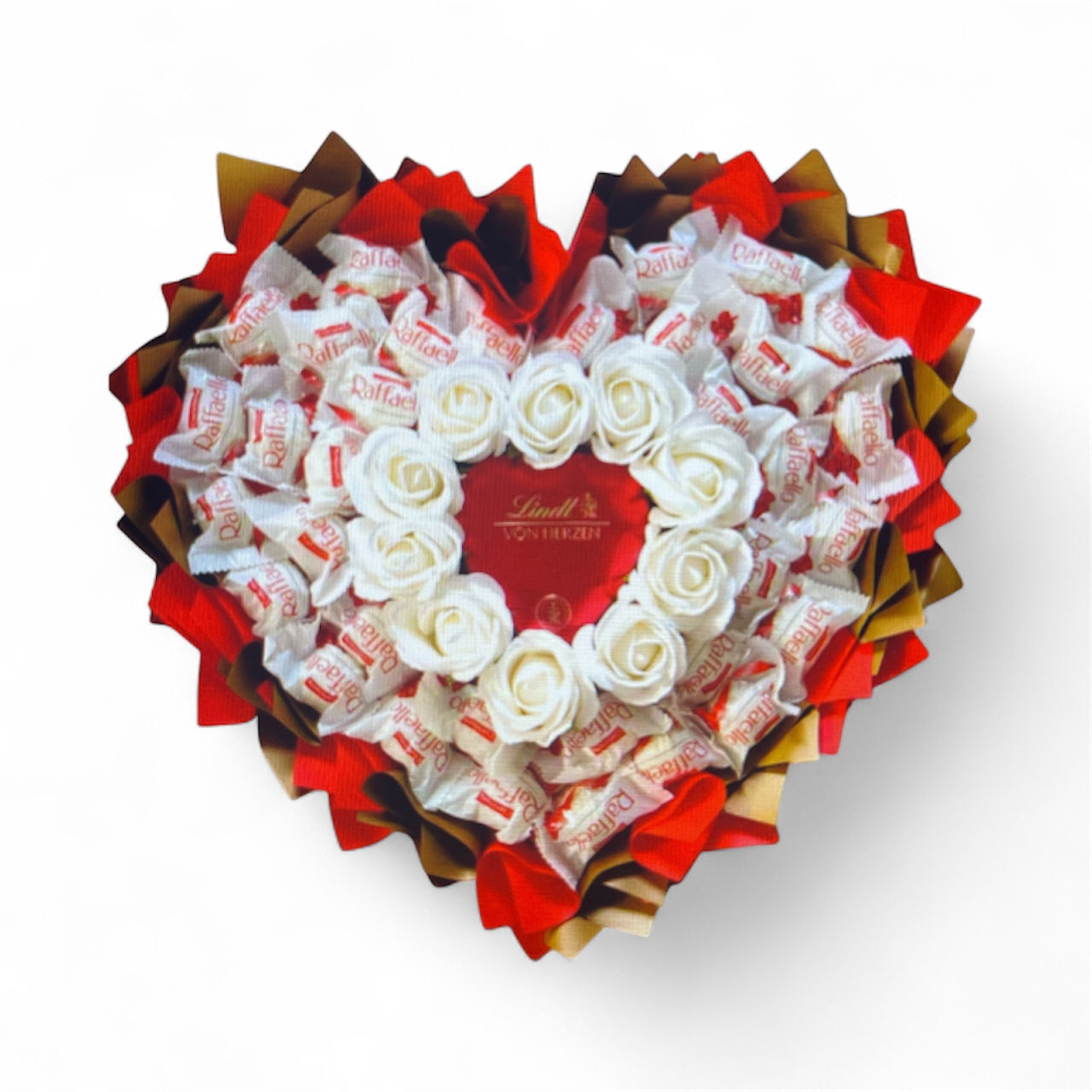 Herz aus Schokolade mit Seifenrosen