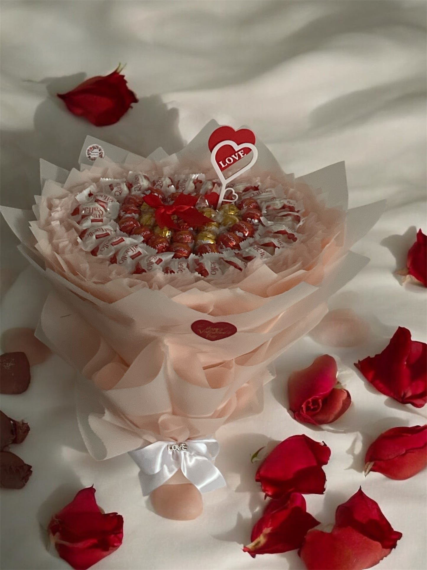 Pralinen-Bouquet 'Rosa Liebe'