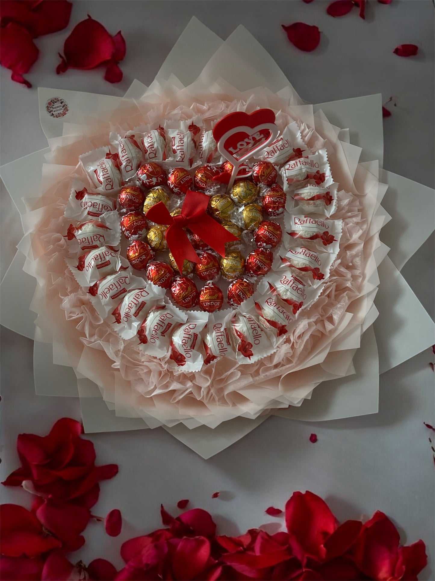 Pralinen-Bouquet 'Rosa Liebe'