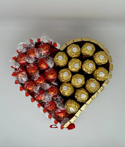 Kinderschokoladenherz gefüllt Ferrero Rocher & Lindt Schokolade