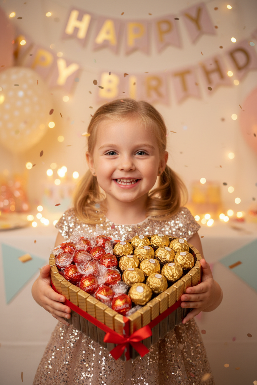 Kinderschokoladenherz gefüllt Ferrero Rocher & Lindt Schokolade