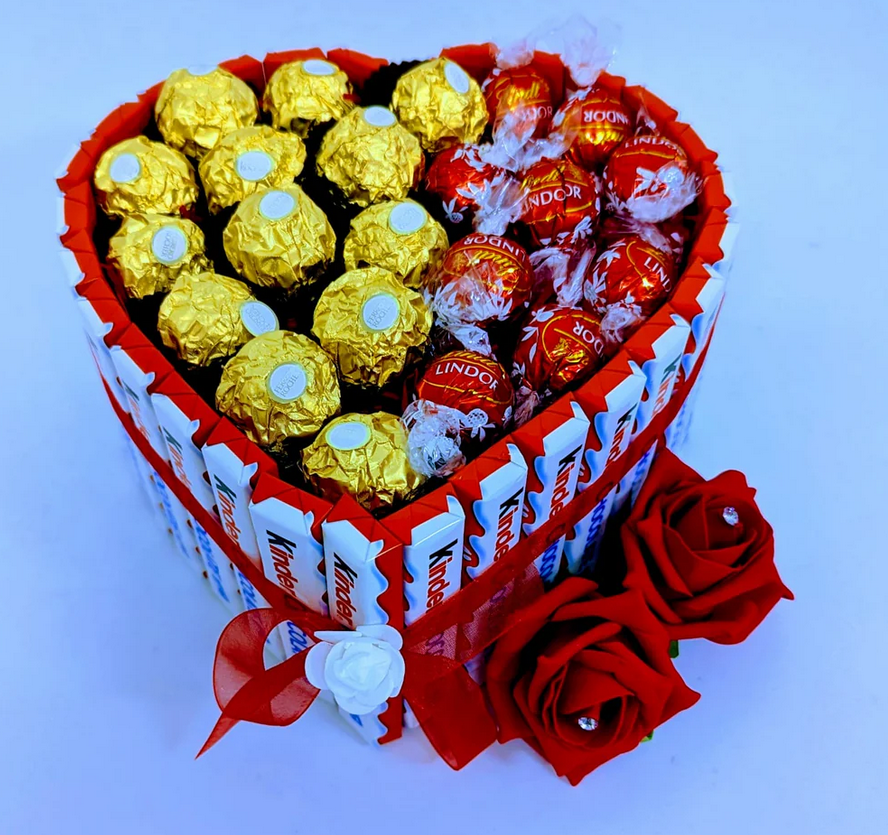 Kinderschokoladenherz gefüllt Ferrero Rocher & Lindt Schokolade