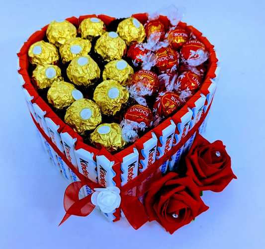 Kinderschokoladenherz gefüllt Ferrero Rocher & Lindt Schokolade